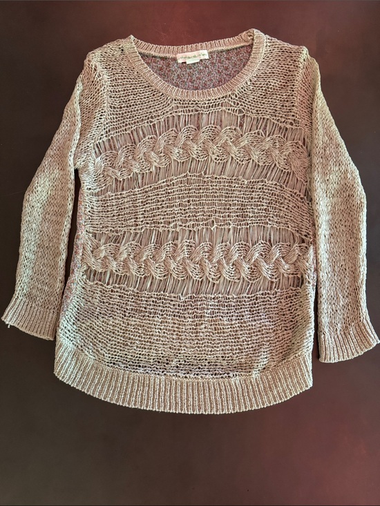 Staring at Stars Sweaters - Staring at Stars Blush Open-Weave Crewneck Sweater